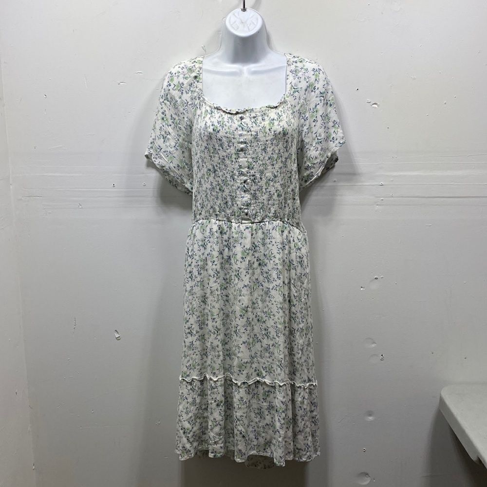 Polagram Smocked Bodice Floral Dress 2X